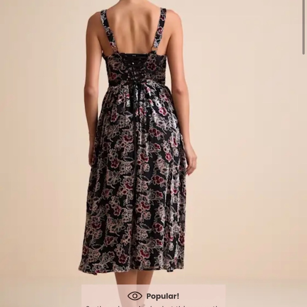 Lulus Priella Black Velvet Burnout Lace-up Midi Dress - Size M - Picture 2 of 3